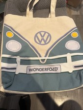 Volkswagen Wonderfold Tote Bag Cream Teal Live Love Fold Canvas