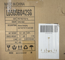 Elegant Lighting LD5056D42SG Rohan 6-Light 42"W Chandelier - Satin Gold - *READ*