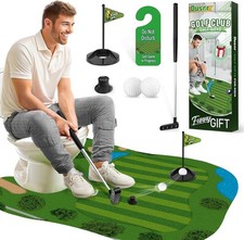 Toilet Golf Set Funny Bathroom Mini Golf Game Novelty Gag Gift for Men Dad NEW