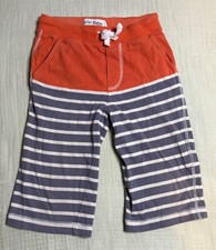 Mini Boden Boys Striped Shorts Baggies Orange  Grey Size 7Y Casual Elastic Wa