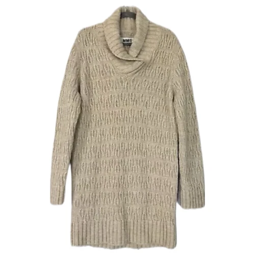 MAISON MARGIELA Abito mini maglione MM6 Maison Martin Margiela maglia cavo L lana alpaca beige