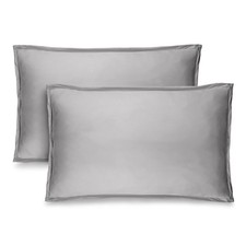 Bare Home Pillow Sham Covers 1800 Ultra-Soft Set of 2 Queen Light Grey