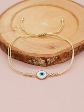 Multicolor Adjustable Evil Eye String Bracelet One Size