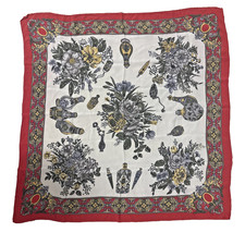Beautifull Red Scarf 100 Silk Floral Pattern Sz 33" Made in Italy