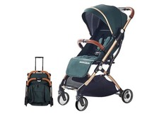 lightweight travel pushchair With Pull Out Trolly Handle In Dark Green