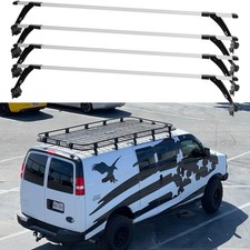 For Chevy Express Van 63 Rain Gutter Roof Rack Cross Bars Luggage Cargo Carrier