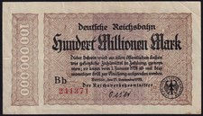 Germany Berlin 100 Million Mark 1923 Vintage Emergency Paper Money Banknote VF