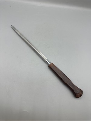 Vintage Flint Steel Knife Sharpener Honing Rod 13.5'' Wood Handle England