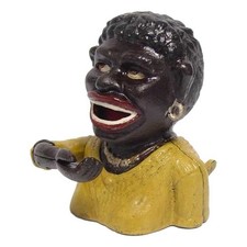 Spardose Geldbank Skulptur Gusseisen Afrikanerin Lady mechanisch