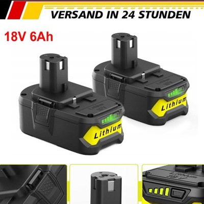 2X 6,0AH Für Ryobi Ersatz Akku 18V Lithium One Plus RB18L50 P108 RB18L40 Neu
