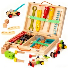 Wooden Kids Tool Kit, Montessori Tool Set Toys for Boys Girls 3 36 PCS Edu...