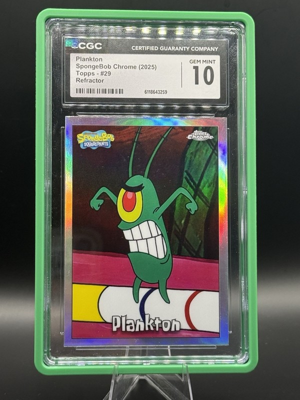 2025 Topps Chrome SpongeBob #29 Plankton Refractor CGC 10