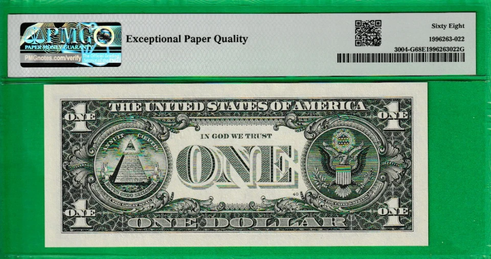 $1  Federal Reserve note REPEATER Serial Numbers 8297--8297 PMG 68 - Image 3 of 3
