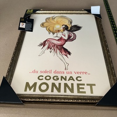  Cognac Monnet  1927 Leonetto Cappiello Framed Art Poster on Canvas 18  x 22 