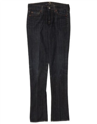 7 For All Mankind Damen Roxy Slim Bootcut Jeans W25 L32 Navy Blau Baumwolle EC52