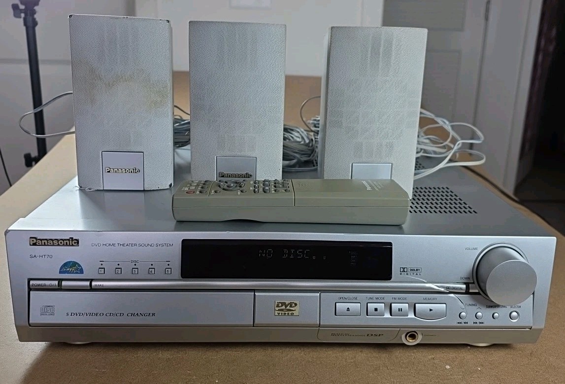 Panasonic SA-HT95 DVD 5 DVD Changer 5.1 Home Theater Sound System w/ Remote