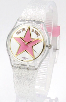 New Swiss Swatch Mother's Day STAR MOM Glitter Silicone Watch 34mm SO28Z108 $105