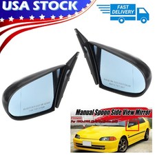 2pcsset Fit For 1992-1995 Eg 4dr Honda Civic Spoon Side Door Manual Mirrors New