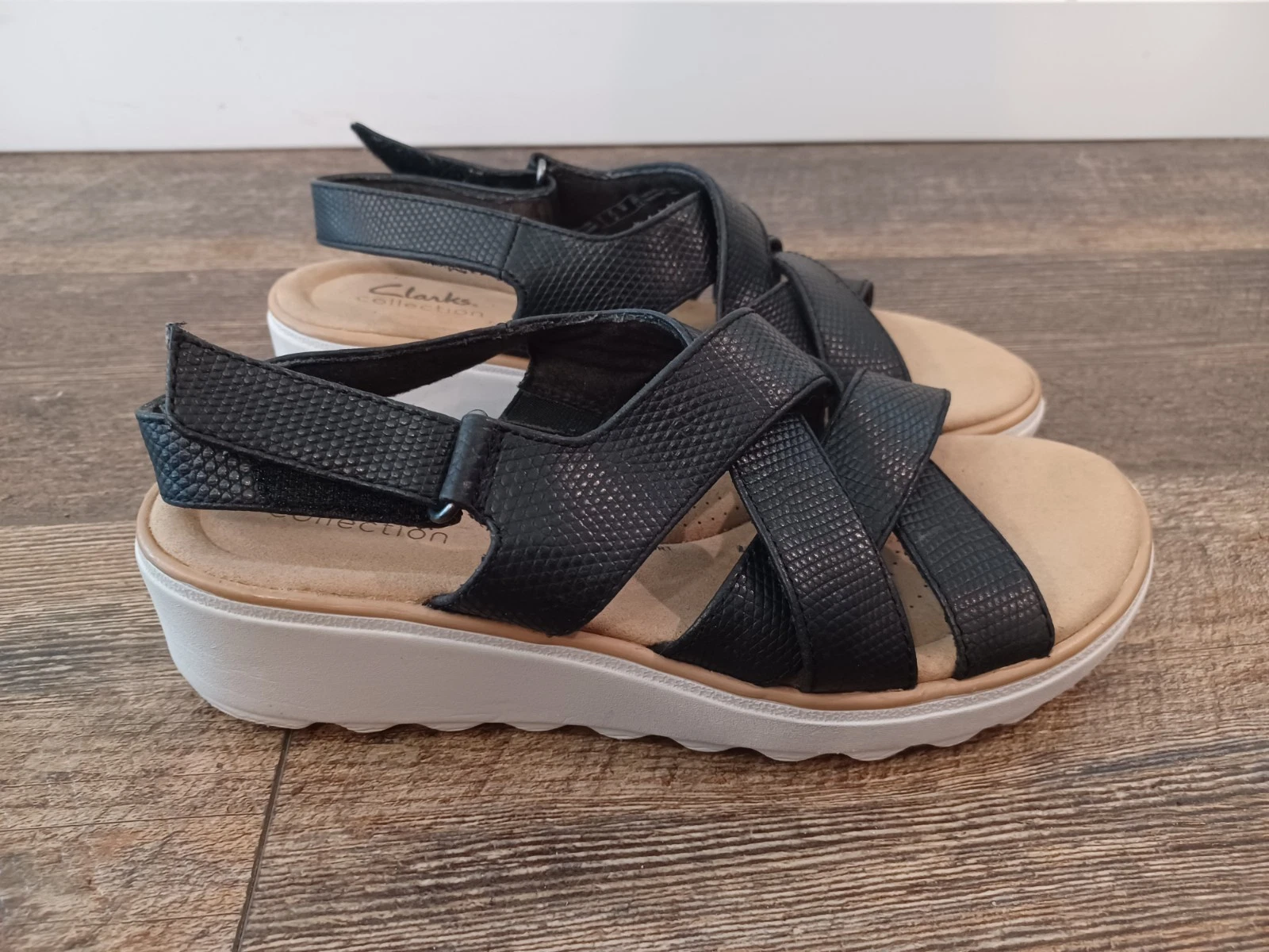 CLARKS COLLECTION sandalo donna nero plateau jillian zeppa slingback 7 5