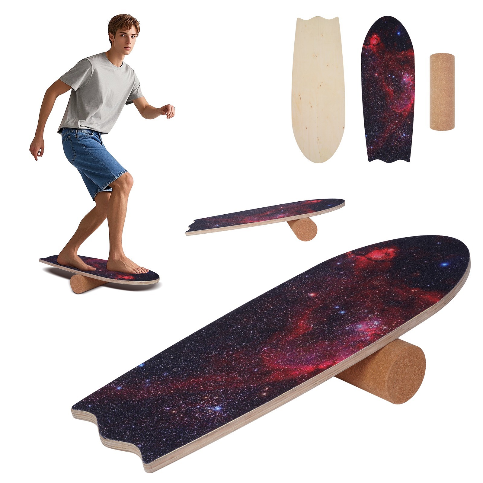 Balance Board Holz für Erwachsene Kinder Koordinationstraining Balancebrett Surf