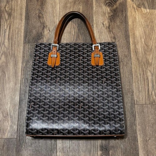 Authentic GOYARD Comore GM Coated Canvas Large Tote Handbag Black Noir Unisex