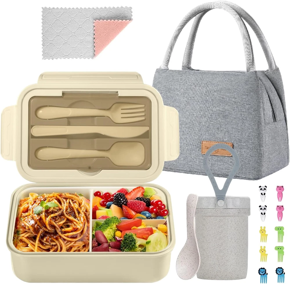 Bento Lunch Box for Kids, Bento Box Adults Lunch Box Leak-Proof for Kids Toddler