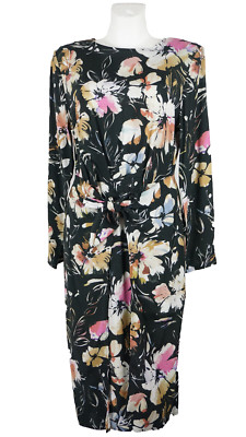 Alba Moda Kleid Größe 42 Schwarz Mehrfarbig Sommerkleid Freizeitkleid Blumen