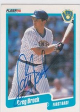1990 Fleer #318 Greg Brock Brewers Signed Auto IP Free Shipping!