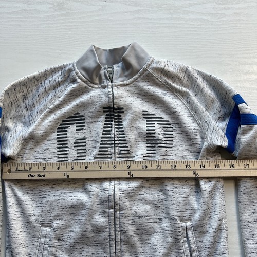 Gap Fit Track Jacket Boys Medium Light Gray Logo - Picture 4 of 10
