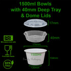 1500ml Plastic Noodle Bowl (with Tray & Dome Lid) 50oz Round Reusable Container