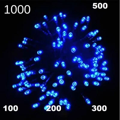 100-1000 LED Blue Colour Christmas Fairy Lights String Chaser 8 Mode Indoor Out