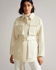 Ted Baker Foziey Textured Vinyl Field Jacket Size Uk 10 (2) Rrp £295