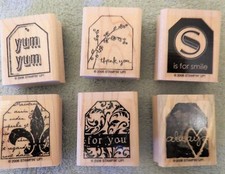 Stampin' Up 2006 Too Terrific Tags Stamps 6 total in Box Thank You Smile Always