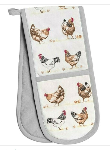 Doppelter Ofenhandschuh Baumwolle Hühner Chickens Leonardo Collection England