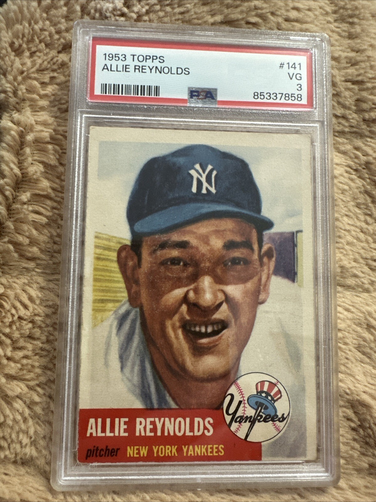 1953 Topps Allie Reynolds #141 PSA 3 VG New York Yankees