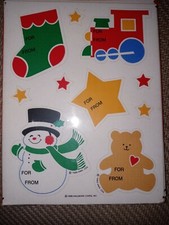 Vintage Hallmark Stickers Christmas Gift Seals/Tags 1 Sheet Bear Snowman 1988
