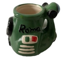 VTG Italian Scooter Vespa Green Ceramic Vase Desk Organizer Retro Decor 3.25 IN