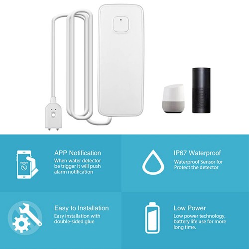 Sensore perdite acqua WIFI intelligente allarme sonoro rilevatore perdite alluvioni allarme trabocco - Foto 3 di 25