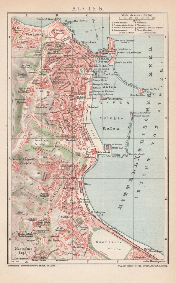 ALGIERS al-Jazāʾir Original Map DATED 1901 ALGERIA Alger Antique Vintage Map - Image 2 of 4