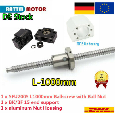 【Ger】 SFU2005 1000MM Kugelumlaufspindel&nut with Einzelkugelmutter Ballscrew Set