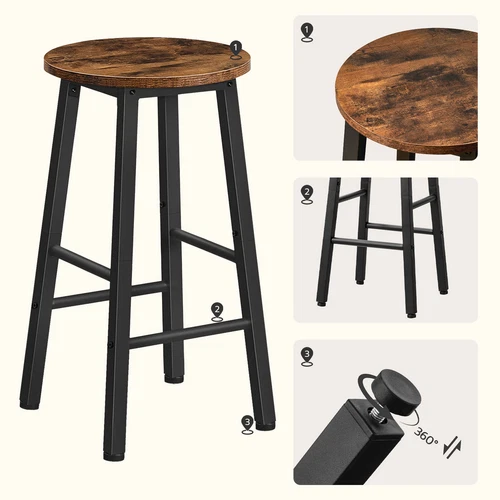 HOOBRO 2er Set Barhocker Barstuhl Tresenhocker Küchenhocker Hocker Thekenstuhl - Bild 27 von 58