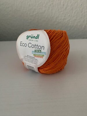 1 Knäuel Gründl Eco Cotton Garn 100% Bio-BW 50g/105m Fb. 14 Orange Lot 5486