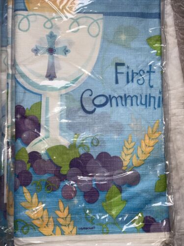 Lot-4 First Communion Paper Table cover 54x102 Blue W/ Grapes Leaves New - Picture 3 of 3