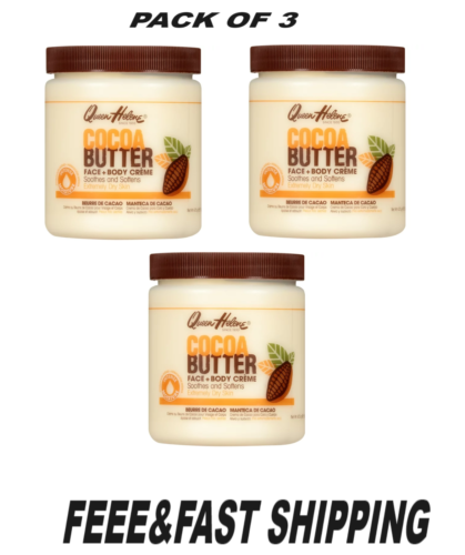 Queen Helene Cocoa Butter Crème & Body Lotion for Dry Skin, 15 oz (pack of 3)