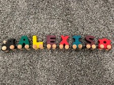 Name Trains ALEXIS Engine Caboose Magnetic Wooden Train Maple Landmark