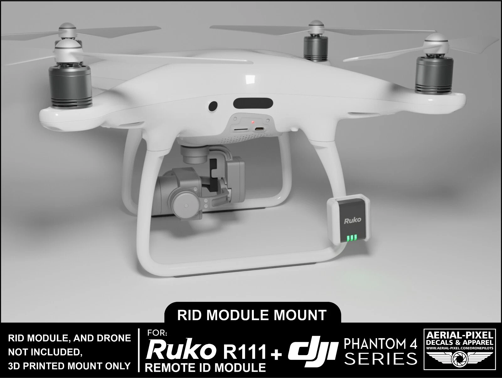 DJI Phantom 4, 3 & 2 Series Ruko R111 Remote ID Module Mount