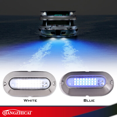 2Pcs Led Pontoon Boat Docking Light Blue & White Marine Boat Light 12V USA