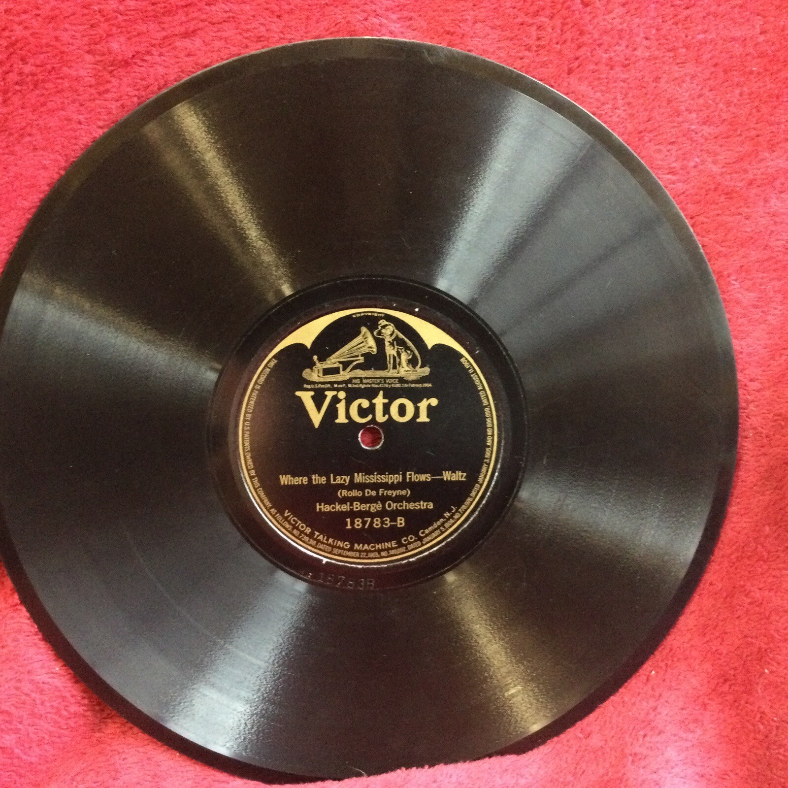 VICTOR Batwing 18783 VG+  (1921) Hackle Berge, In My Tippy Canoe, Where The Miss