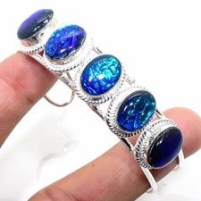 925 Sterling Silver Triplet Opal Gemstone Handmade Jewelry Bangle Sz 7-8