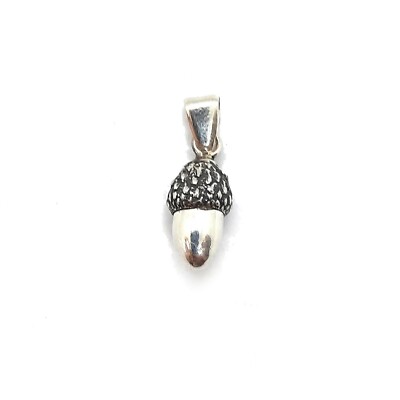 Genuine Sterling Silver Pendant Acorn 3D Solid Hallmarked 925 Handmade